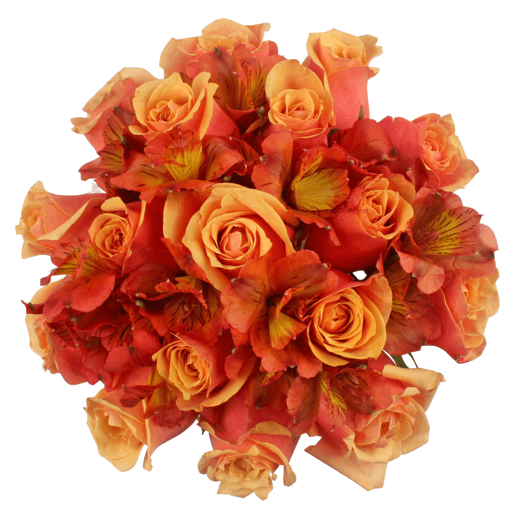 Orange Roses and Peruvian Lily Centerpieces Arrangements