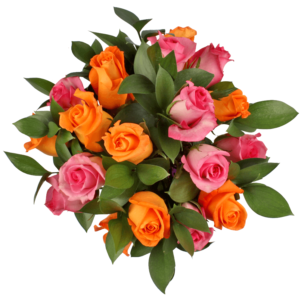 Pink and Orange Roses Arrangements Dining Table Centerpieces