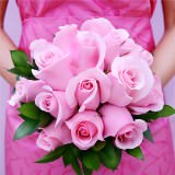 3 Light Pink Roses Bridesmaids Bouquets