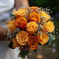Yellow & Orange Roses Bridesmaids Bouquets