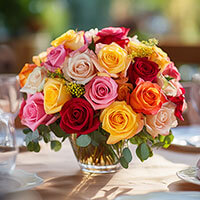 Wedding Centerpieces with White & Dark Pink Roses
