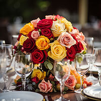 Wedding Centerpieces with Assorted Color Roses