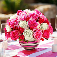 Wedding Centerpieces with Dark Pink & White Roses