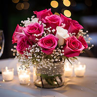 Wedding Centerpieces with White & Dark Pink Roses