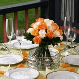 Wedding Centerpieces with Orange & Ivory Roses