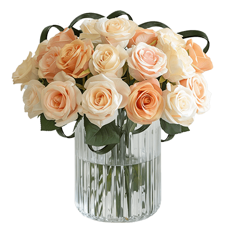 (BDx20) CP Romantic Peach and White Roses 6 Centerpieces