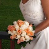 Bridal Bouquet with Peach & White Roses