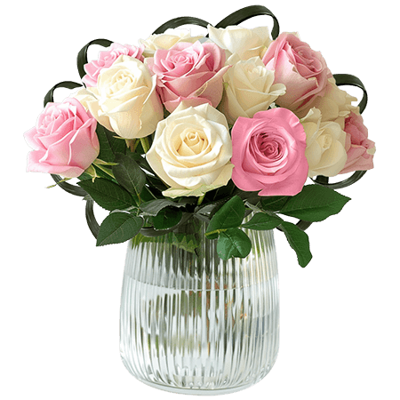 (BDx10) Royal Light Pink and Ivory Roses Table Centerpiece