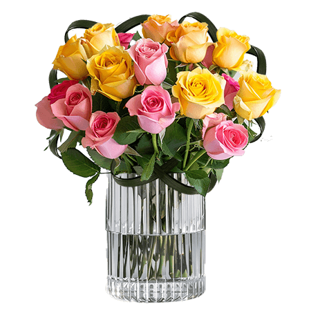 (2BDx20) CP Romantic Pink and Yellow Roses 12 Centerpieces
