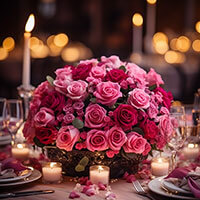 Wedding Centerpieces with Dark Pink & Light Pink Roses