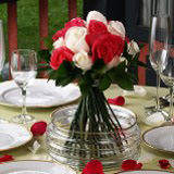 Wedding Centerpieces with Dark Pink and White Roses