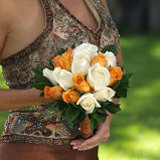 3 Orange & White Roses Bridesmaids Bouquets
