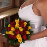 Bridal Bouquet with Yellow & Red Roses