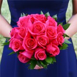 6 Dark Pink Roses Bridesmaids Bouquets