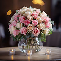 Great Wedding Centerpieces with Light Pink & Ivory Roses