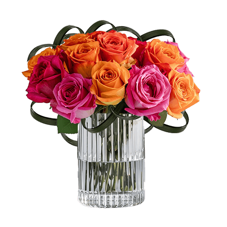 (BDx20)CP Dark Pink and Orange Assorted Roses 6 Centerpieces