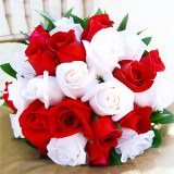 Bridal Bouquet with Red & White Roses