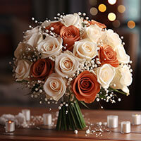 Wedding Centerpieces with Terracotta & Ivory Roses