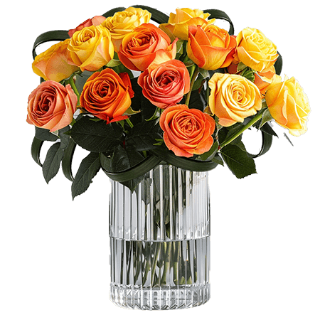 (2BDx20) Romantic Yellow and Orange Roses 3 Centerpieces Table Centerpiece