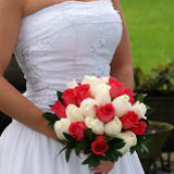 Bridal Bouquet with Dark Pink & White Roses