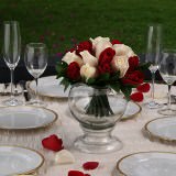 Wedding Centerpieces with Red & Ivory Roses