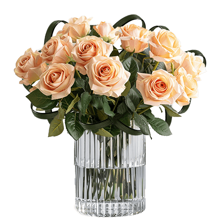 (BDx10) Romantic Peach Roses Table Centerpiece