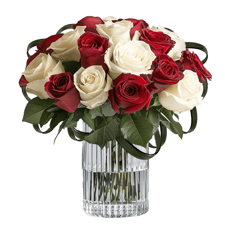 (BDx10) Romantic Red and White Roses Table Centerpiece