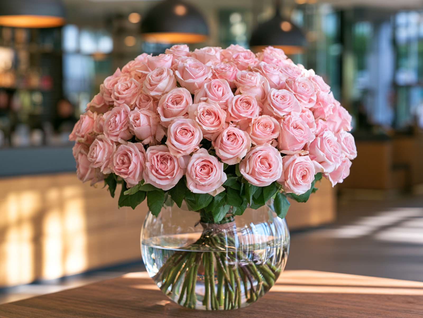 Fresh roses arranged for a corporate gift