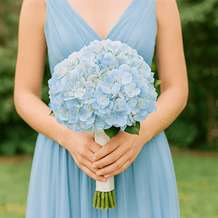 Blue Hydrangea Bridesmaids Bouquets