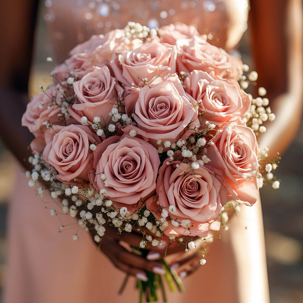 (DUO) Bridal Bqt Classic Light Pink Roses For Delivery to Latrobe, Pennsylvania