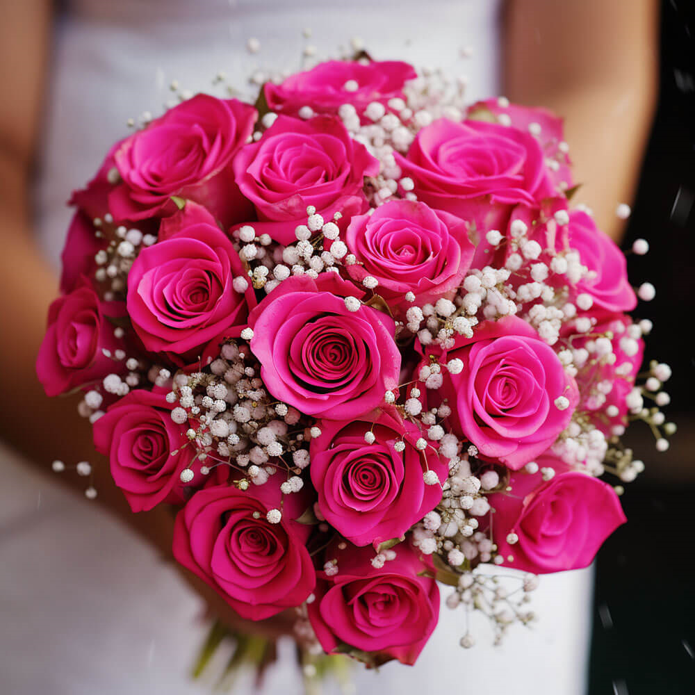 (BDx20) Classic Hot Pink Roses 6 Bridesmaids Bqts For Delivery to Walnut_Creek, California