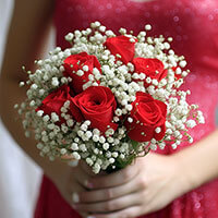 (BDx20) Classic Red Roses 6 Bridesmaids Bqts For Delivery to Cupertino, California