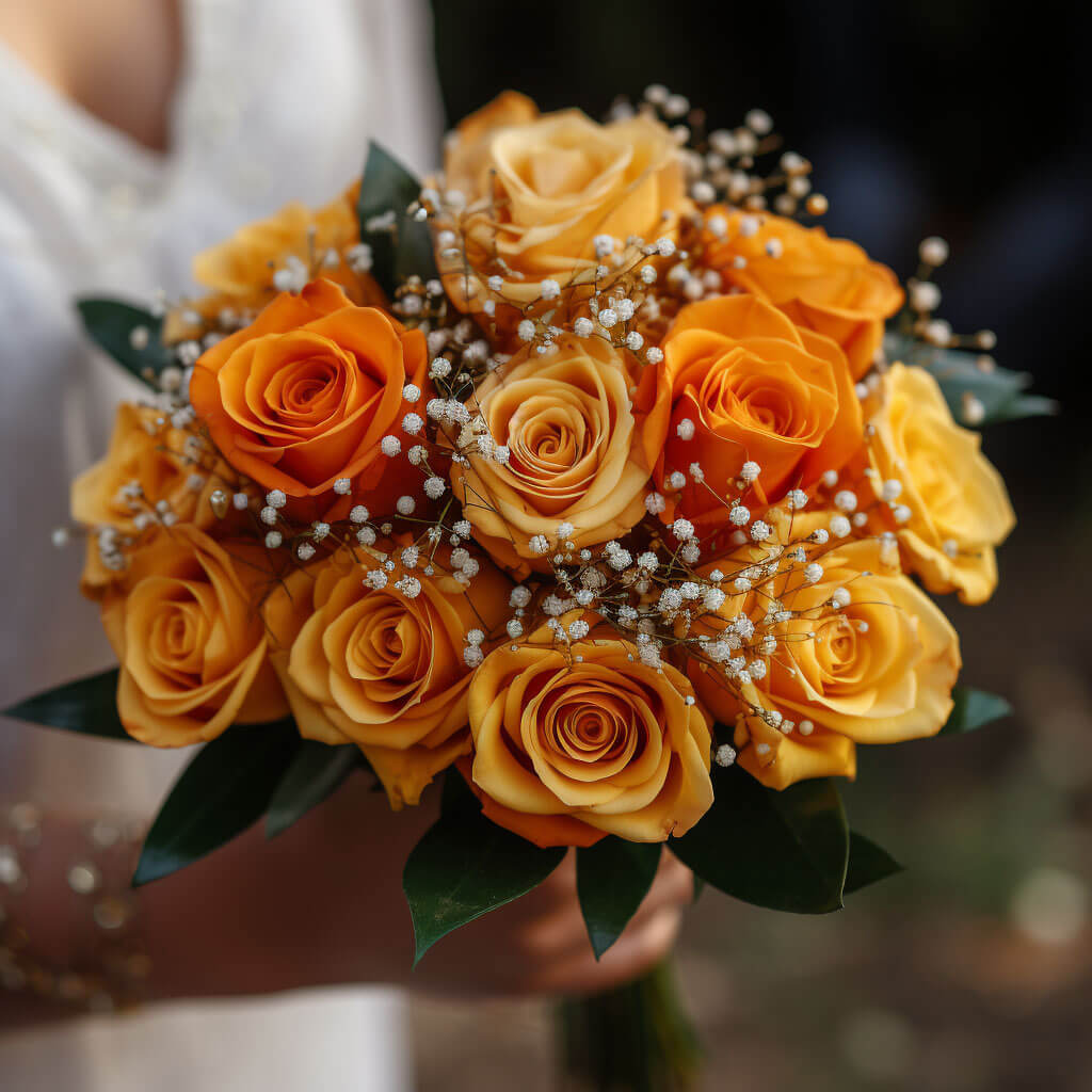 (BDx10) 3 Bridesmaids Bqt Classic Yellow and Orange