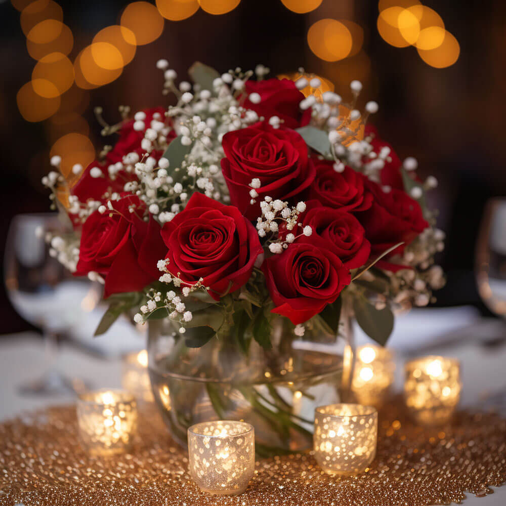 (BDx20) CP Classic Dark Pink Roses 6 Centerpieces