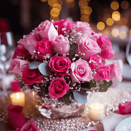 Wedding Centerpieces with Light Pink & Dark PinkRoses