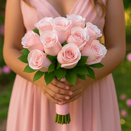 Light Pink Roses Royal Bridesmaids Bouquets