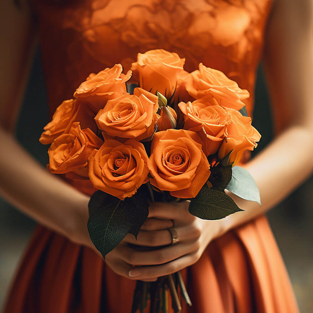 (BDx20) Romantic Orange Roses 6 Bridesmaids Bqts For Delivery to Chelmsford, Massachusetts