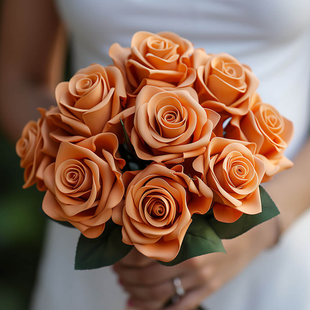 (BDx10) 3 Bridesmaids Bqt Royal Terracotta and Orange Roses