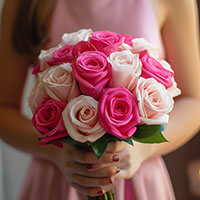 (BDx20) Royal Dark Pink and Light Pink Roses 6 Bridesmaids Bqts For Delivery to Garden_Grove, California