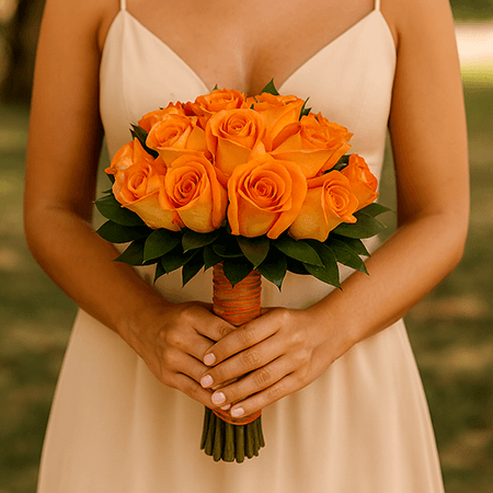 6 Orange Roses Bridesmaids Bouquets