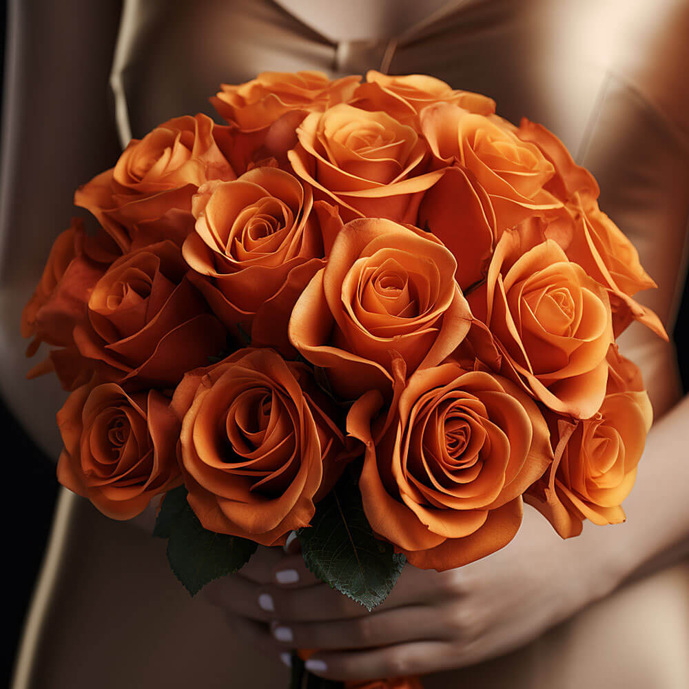 (BDx20) Royal Orange Roses 6 Bridesmaids Bqts