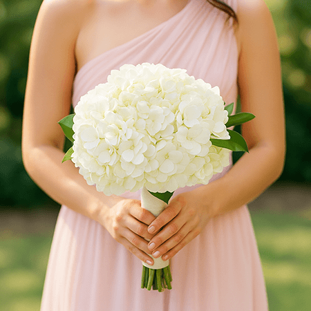 Bridesmaids Bouquets of White Hydrangeas