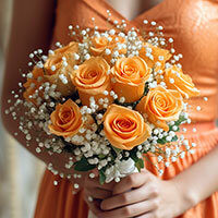 (BDx20) Classic Orange Roses 6 Bridesmaids Bqts For Delivery to Wisconsin