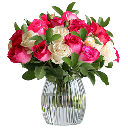 (2BDx20) CP Royal Dark Pink and White Roses 12 Centerpieces