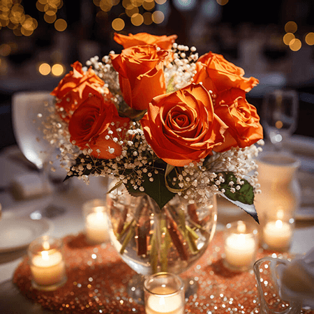 Wedding Centerpieces with Orange Roses