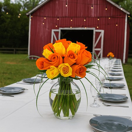 6 Best Yellow and Orange Romantic Wedding Rose Centerpieces