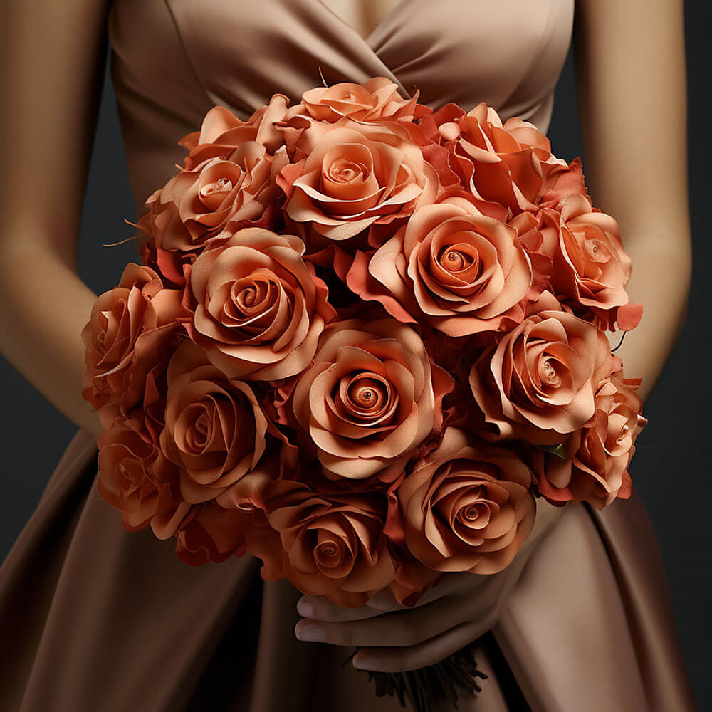 (DUO) Bridal Bqt Royal Orange and Terracotta Roses For Delivery to Lees_Summit, Missouri