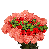 (HB) Top Secret Bqt Red and Orange Roses (4 Fillers) 6 Bouquets For Delivery to Parker, Colorado