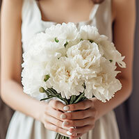 (DUO) Bridal Bqt White Carnations For Delivery to Covington, Kentucky