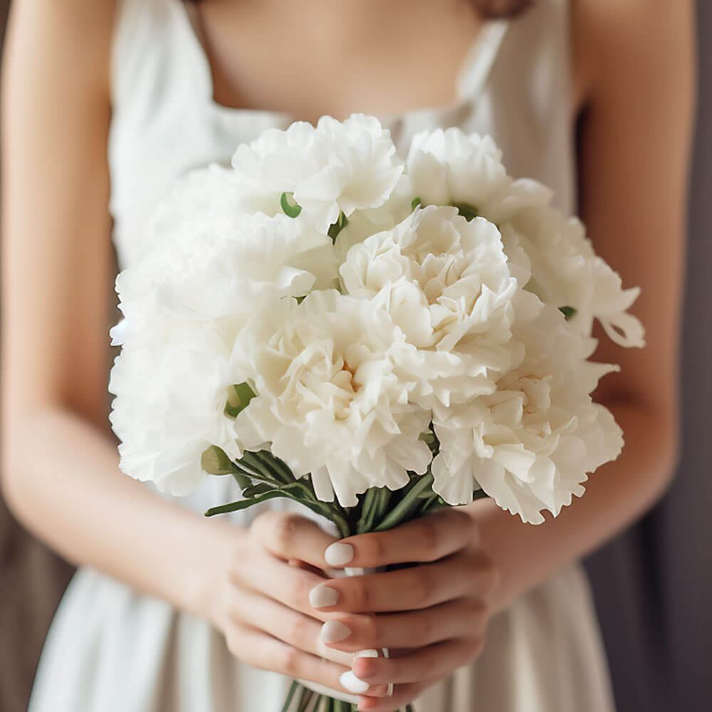 (DUO) Bridal Bqt White Carnations For Delivery to Killeen, Texas